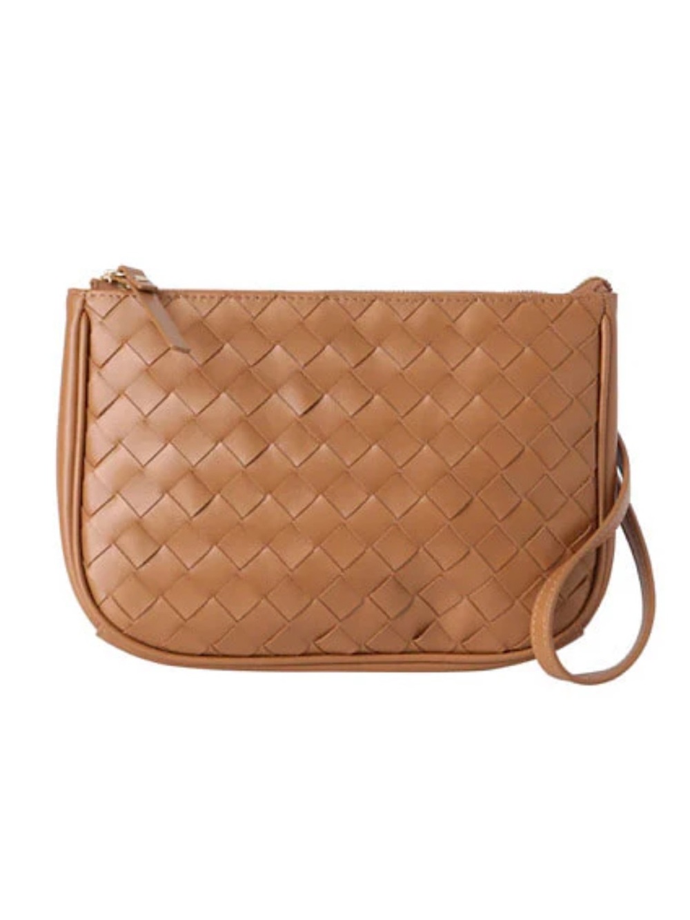 Kira Woven Leather Crossbody Bag in Tan NEW